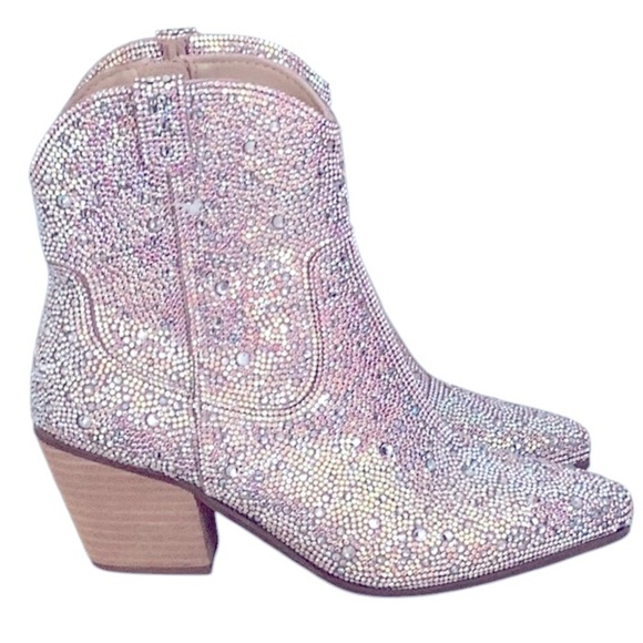Women's New Sparkling Rhinestone Shayne Western style ankle boot WOMENS size 8.5 - Picture 7 of 13